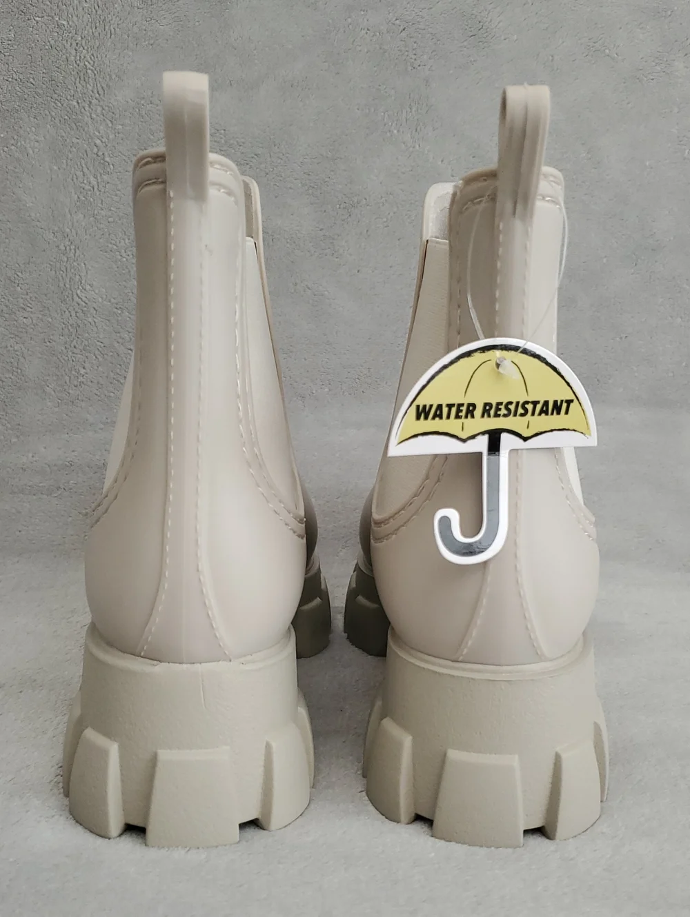 🆕️JEFFREY CAMPBELL Cream Platform Water Resistant Chelsea Lug Sole Boots SIZE:6